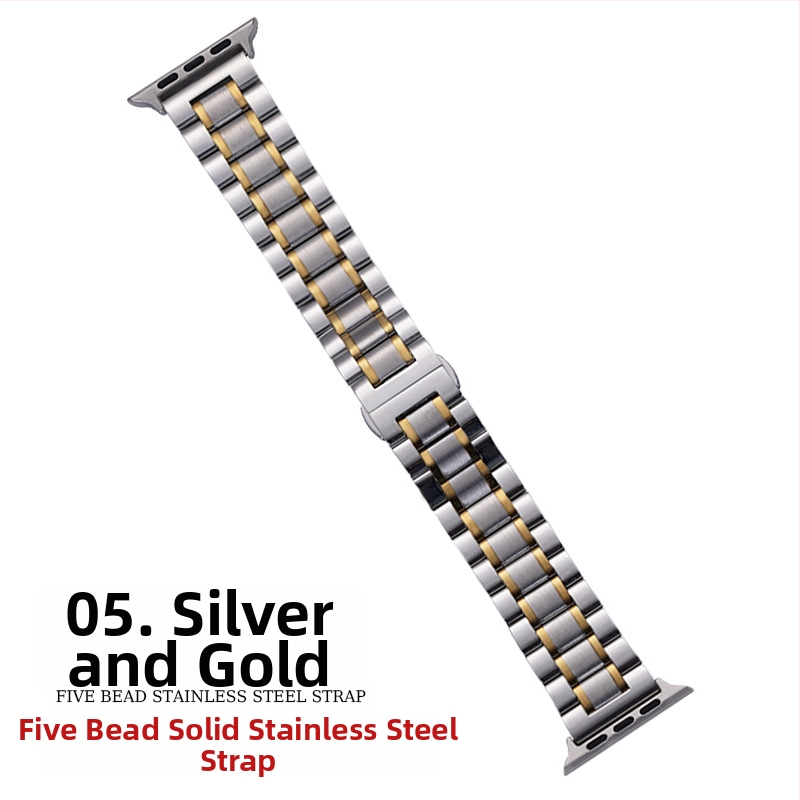 „Apple Watch Five Beads Makers“ tvirtos drugelio sagties „iwatch“ nerūdijančio plieno „Huawei“ laikrodžio dirželis