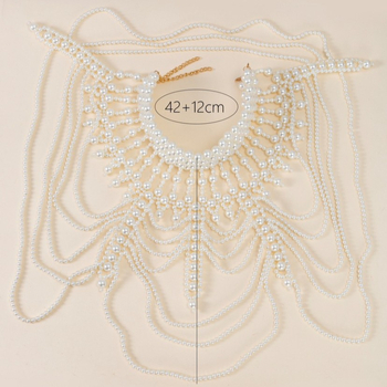 2024. gada jauna Eiropas un Amerikas stila pārspīlēta retro smagās rūpniecības roku darbs ar pērlītēm, daudzslāņu pērļu seksīga ķermeņa ķēde