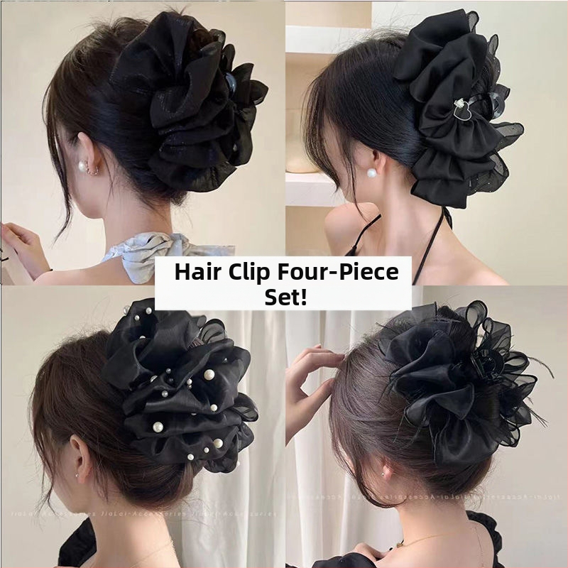 Doplnky do vlasov v štýle rozprávok, luxusná veľká mašľa na zadnej strane hlavy, luxusná spona na vlasy so žraločím klipom, veľká spona na hlavu pre ženy