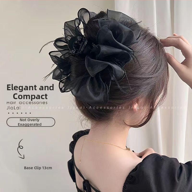 Doplnky do vlasov v štýle rozprávok, luxusná veľká mašľa na zadnej strane hlavy, luxusná spona na vlasy so žraločím klipom, veľká spona na hlavu pre ženy