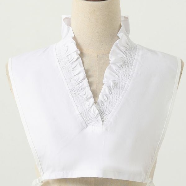 Дамски пуловер с дантела и V-образна яка, универсален, бял, декоративен, с фалшива яка, за есен и зима, за жени