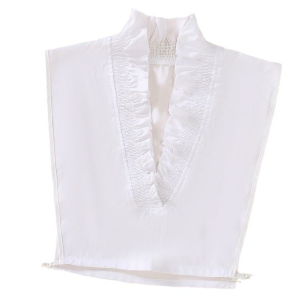 Дамски пуловер с дантела и V-образна яка, универсален, бял, декоративен, с фалшива яка, за есен и зима, за жени