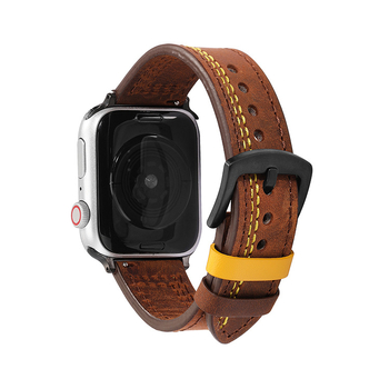 Για το iwatch Apple λουράκι με στρώση δέρματος αγελάδας 3/4/5/6/SE Crazy Horse δέρμα 7 λέξεων γραμμή ρετρό χρώμα δέρματος αγελάδας