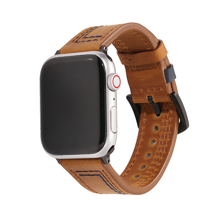 „iWatch Apple“ dirželis, skirtas odiniam 3/4/5/6/SE „Crazy Horse“ odos sluoksniui, retro spalvos, odinis