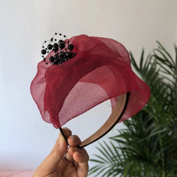 Madingas pusapvalės formos, kvėpuojantis plaukų aksesuaras žilams plaukams pridengti, prancūziško stiliaus galvos juosta, stilingas ir universalus vakarinis plaukų segtukas moterims