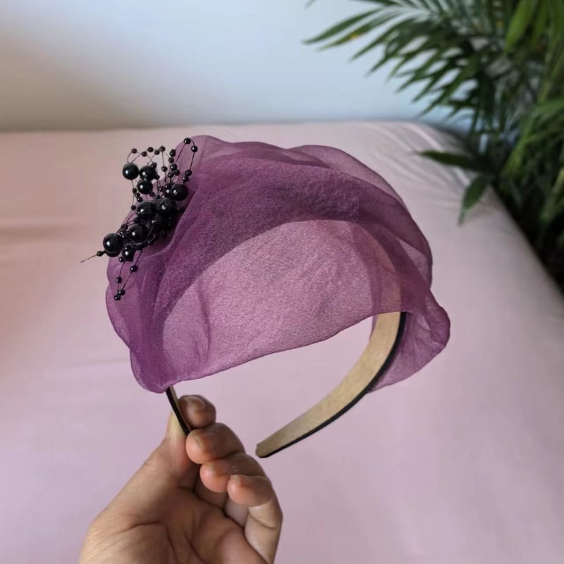 Madingas pusapvalės formos, kvėpuojantis plaukų aksesuaras žilams plaukams pridengti, prancūziško stiliaus galvos juosta, stilingas ir universalus vakarinis plaukų segtukas moterims