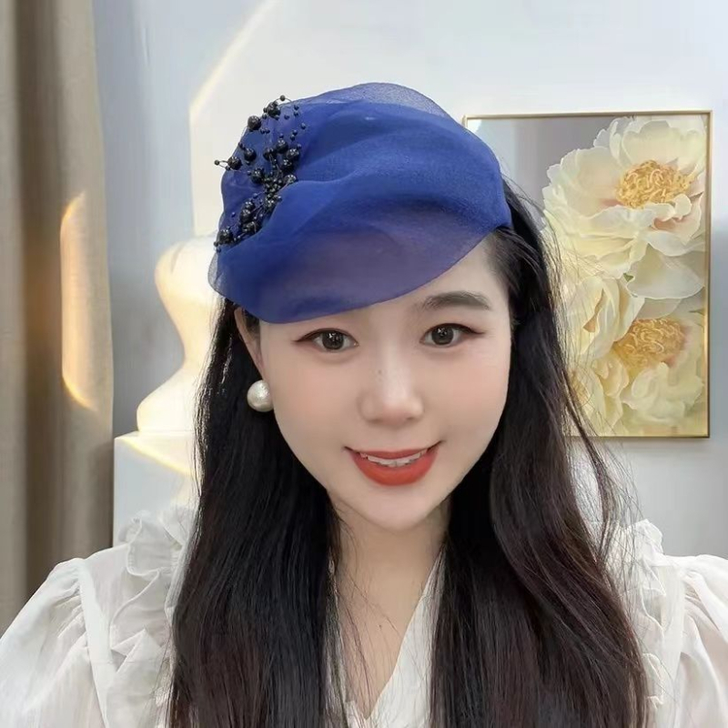 Madingas pusapvalės formos, kvėpuojantis plaukų aksesuaras žilams plaukams pridengti, prancūziško stiliaus galvos juosta, stilingas ir universalus vakarinis plaukų segtukas moterims