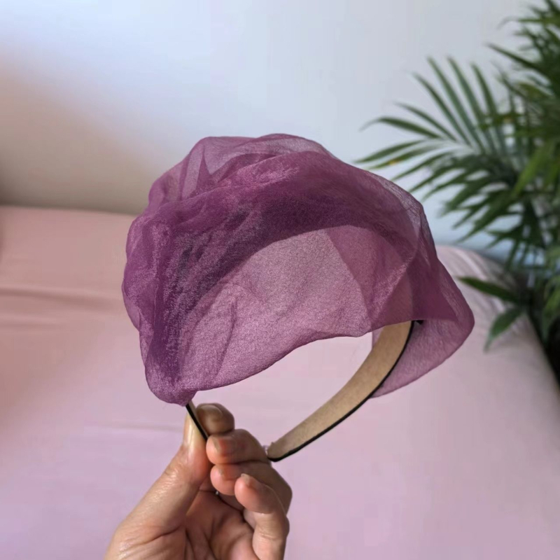 Madingas pusapvalės formos, kvėpuojantis plaukų aksesuaras žilams plaukams pridengti, prancūziško stiliaus galvos juosta, stilingas ir universalus vakarinis plaukų segtukas moterims