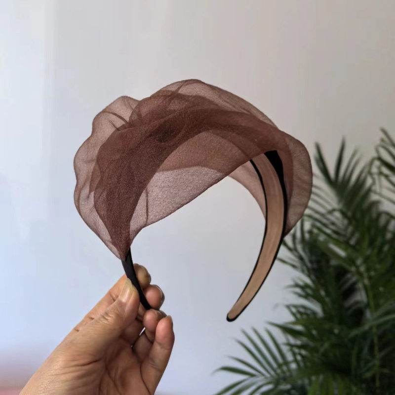 Madingas pusapvalės formos, kvėpuojantis plaukų aksesuaras žilams plaukams pridengti, prancūziško stiliaus galvos juosta, stilingas ir universalus vakarinis plaukų segtukas moterims