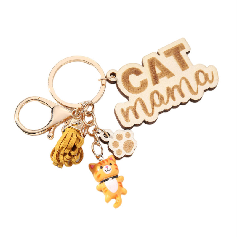 Europietiškas ir amerikietiškas raktų pakabukas su kutais, apsaugantis nuo pametimo, angliška raidė CAT MAMA, Motinos dienos raktų pakabukas su kutais, dovanų pakabukas
