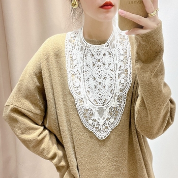 Παιδικό φθινοπωρινό και χειμερινό πουλόβερ με δαντέλα υψηλής ποιότητας και ψεύτικο γιακά, με λευκό διακοσμητικό γιακά σε ασορτί απόχρωση, αντιθαμβωτικό ψεύτικο γιακά