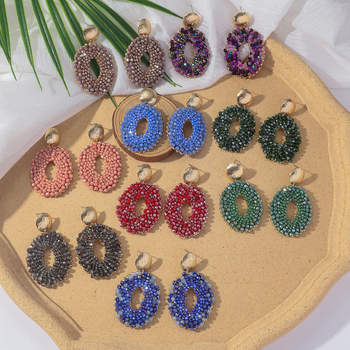 Amazon forró kézzel készített nehéz fülbevalók vintage szőtt gyöngyök kerek fülbevalók Európa és az Egyesült Államok határokon átnyúló ékszer nagykereskedelem