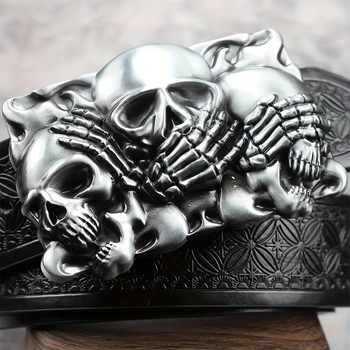 Madingas sidabrinės sagties kaukolės lydinio plokštės sagties diržas, vintažinis reljefinis pankroko stiliaus vyriškas ir moteriškas PU odos diržas, yra sandėlyje.