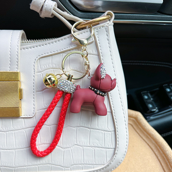 Δημιουργική μεθόδου ρητίνης μπρελόκ κινουμένων σχεδίων σκύλου χαριτωμένο μπρελόκ αυτοκινήτου με διαμάντια κούκλα με μπρελόκ γυναικείας τσάντας