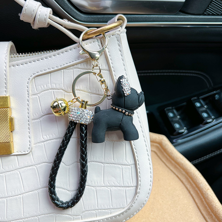 Kūrybinio dervos metodo šuns animacinio filmuko raktų pakabukas mielas deimantinės lėlės automobilio raktų pakabukas moteriškas krepšys