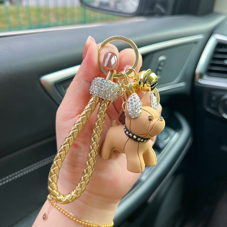 Kūrybinio dervos metodo šuns animacinio filmuko raktų pakabukas mielas deimantinės lėlės automobilio raktų pakabukas moteriškas krepšys