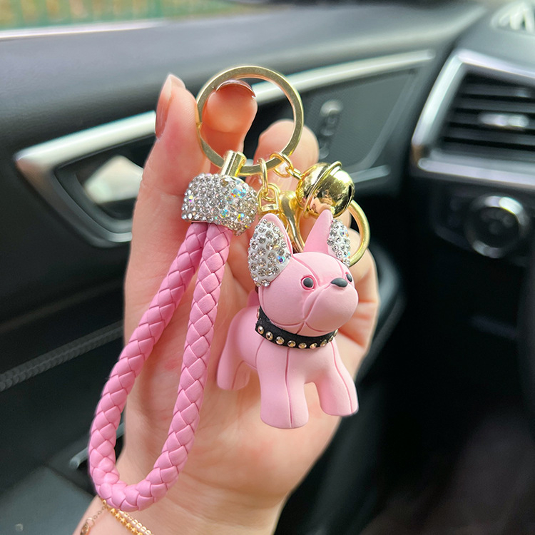 Kūrybinio dervos metodo šuns animacinio filmuko raktų pakabukas mielas deimantinės lėlės automobilio raktų pakabukas moteriškas krepšys