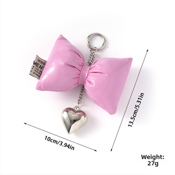 Ins Niche Design Sense ασημί δερμάτινο βαμβακερό μπρελόκ Love Light Luxury Spice Sweet Cool Αλυσίδα κινητού τηλεφώνου