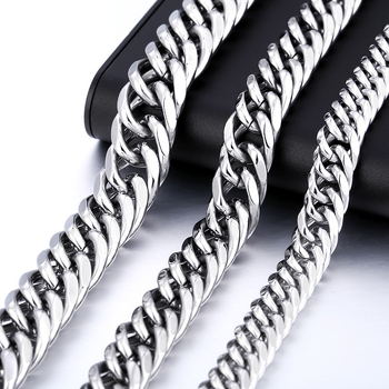 Εξατομικευμένο κολιέ κουβανέζικης αλυσίδας με διπλή ύφανση και γυαλιστερή αλυσίδα έξι όψεων, Hip-Hop για άνδρες, με χοντρή αλυσίδα από ανοξείδωτο ατσάλι, κυρίαρχο διασυνοριακό κόσμημα σε υψηλές πωλήσεις