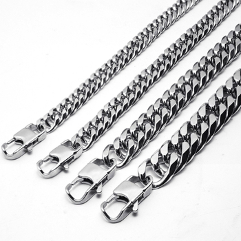 Εξατομικευμένο κολιέ κουβανέζικης αλυσίδας με διπλή ύφανση και γυαλιστερή αλυσίδα έξι όψεων, Hip-Hop για άνδρες, με χοντρή αλυσίδα από ανοξείδωτο ατσάλι, κυρίαρχο διασυνοριακό κόσμημα σε υψηλές πωλήσεις