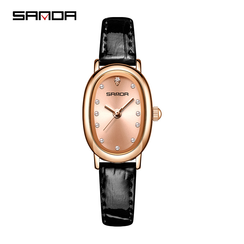 „Sanda“ moteriškas laikrodis, tarpvalstybinis, karšto pardavimo kvarcinis laikrodis, kompaktiškas, ovalus, universalus, madingas, vandeniui atsparus moteriškas laikrodis, didmeninė prekyba