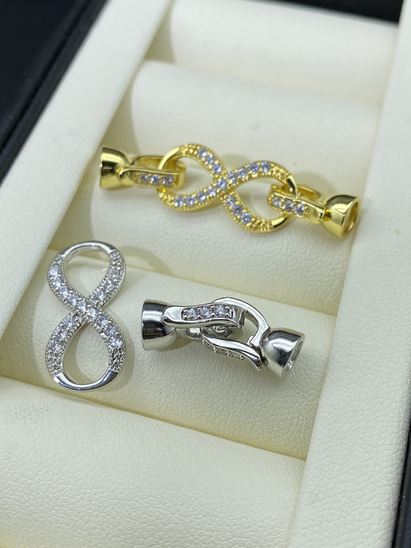 Perlų vėrinys su sagtimi, 18 karatų aukso sagties apyrankė, jungiamoji sagtis, padengta tikru auksu, „pasidaryk pats“ aksesuarai, dekoratyvinė sagtis, 8 simbolių sagtis, nauja