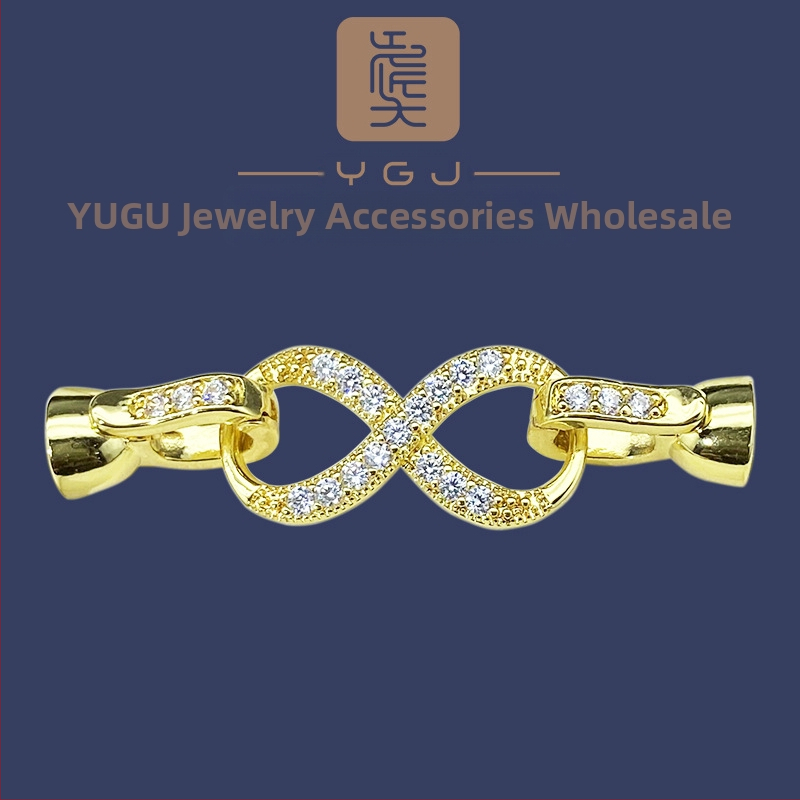 Perlų vėrinys su sagtimi, 18 karatų aukso sagties apyrankė, jungiamoji sagtis, padengta tikru auksu, „pasidaryk pats“ aksesuarai, dekoratyvinė sagtis, 8 simbolių sagtis, nauja