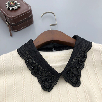 Jauna pavasara un vasaras moderna mākslīgā apkakle, augstas klases izšūta pērlīšu dekorācija, noņemama mākslīgā apkakle, sieviešu krekla apkakle