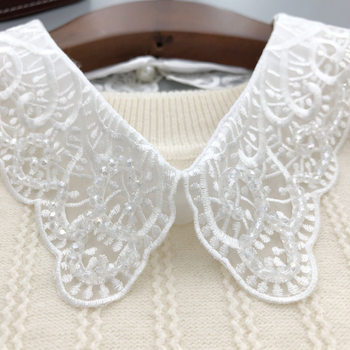 Jauna pavasara un vasaras moderna mākslīgā apkakle, augstas klases izšūta pērlīšu dekorācija, noņemama mākslīgā apkakle, sieviešu krekla apkakle