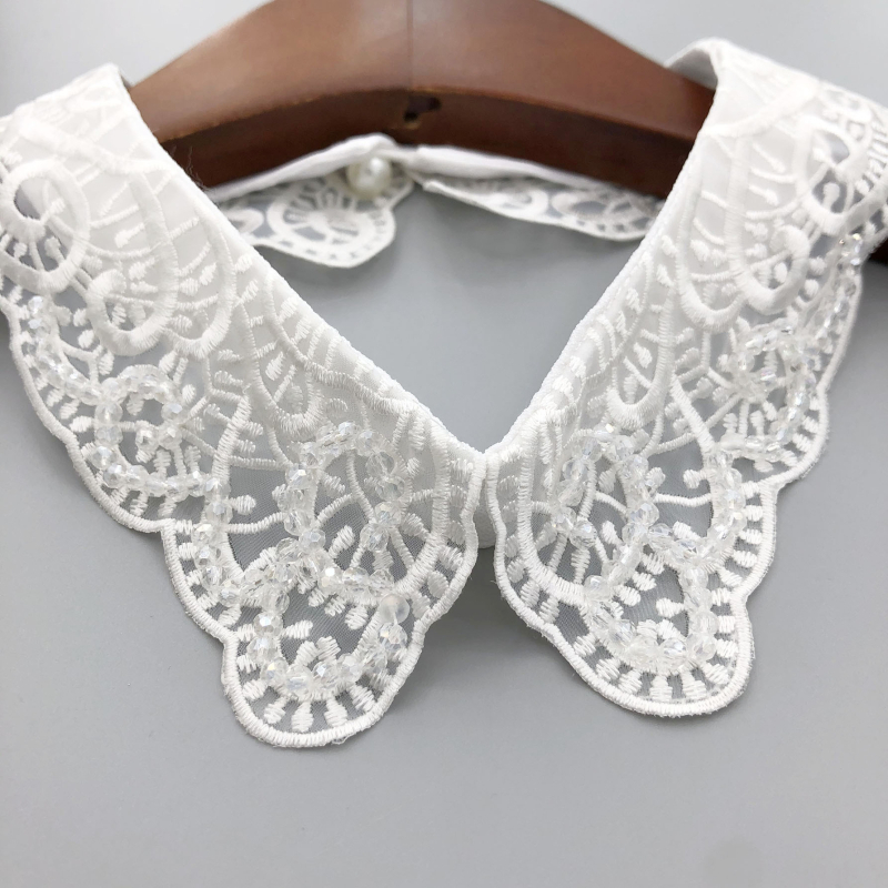 Jauna pavasara un vasaras moderna mākslīgā apkakle, augstas klases izšūta pērlīšu dekorācija, noņemama mākslīgā apkakle, sieviešu krekla apkakle