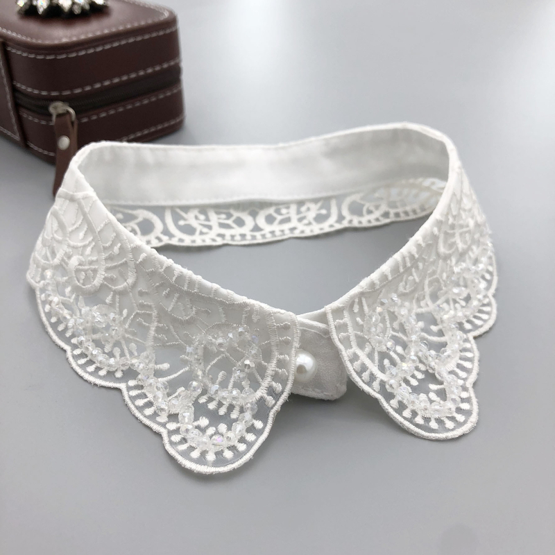 Jauna pavasara un vasaras moderna mākslīgā apkakle, augstas klases izšūta pērlīšu dekorācija, noņemama mākslīgā apkakle, sieviešu krekla apkakle