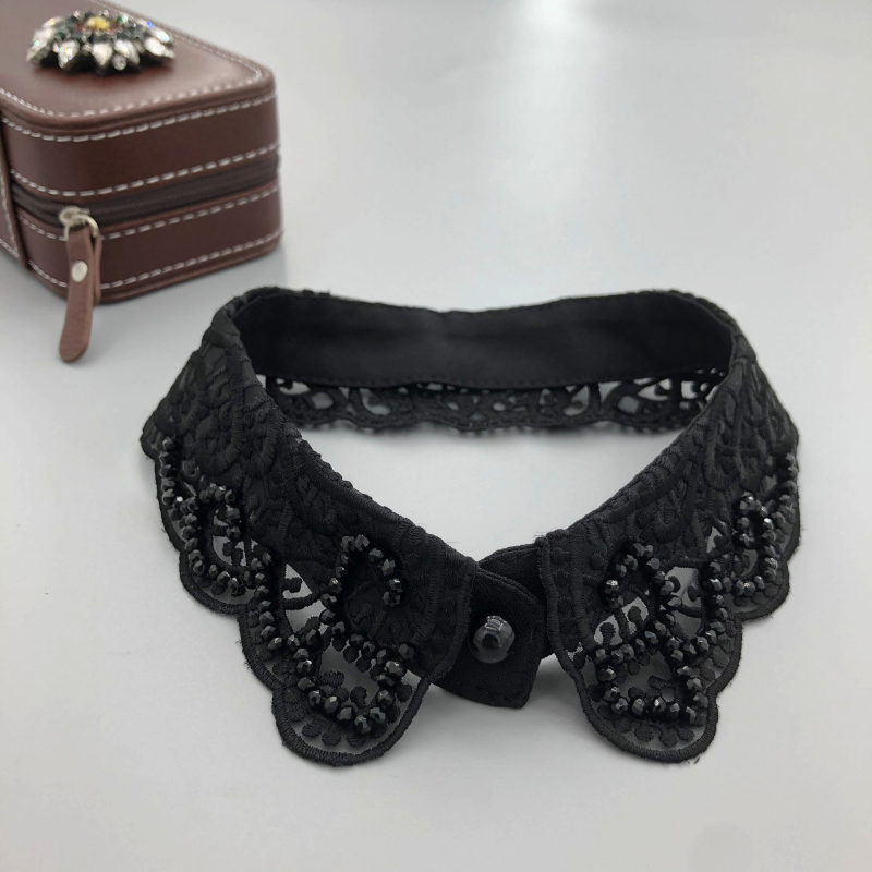 Jauna pavasara un vasaras moderna mākslīgā apkakle, augstas klases izšūta pērlīšu dekorācija, noņemama mākslīgā apkakle, sieviešu krekla apkakle