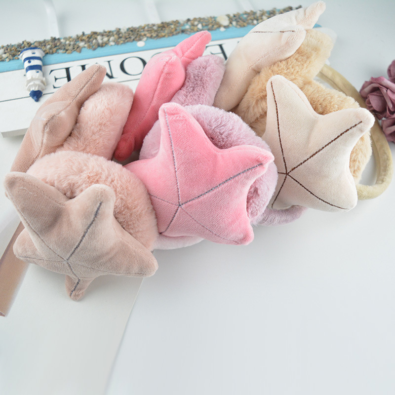 Naujos moteriškos animacinių filmukų ausinės, mielos jūrų žvaigždės formos, šiltos pliušinės ausinės, studentų ausų maišelių gamintojai, didmeninė prekyba ausų maišeliais
