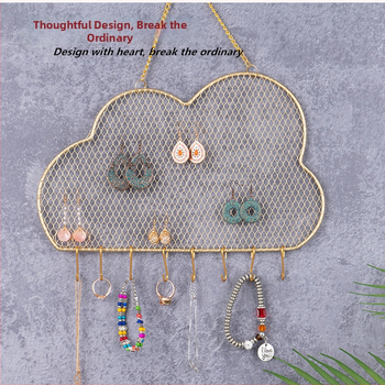 Δημιουργική επιτοίχια βάση κοσμημάτων Clouds, σκουλαρίκια κοσμημάτων, σκουλαρίκια, βάση νυχιών για αυτιά, βάση κολιέ, κορδέλα μαλλιών, ράφι πλέγματος αποθήκευσης