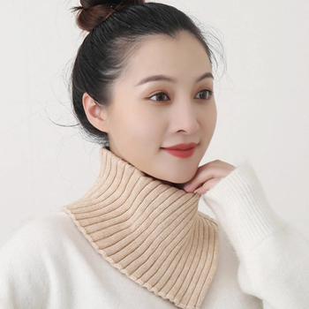 Jesenski i zimski pleteni rukavi s ovratnikom u korejskom stilu, jednobojni, topla zaštita za vrat, elastični pleteni lažni ovratnik s vunom, visoki ovratnik