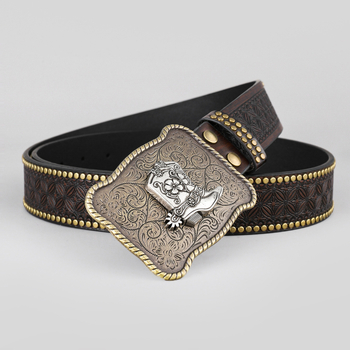 Amazon New Western Denim Belt Niuron Big Slab Trendy Retro Pánsky Punk PU Belt