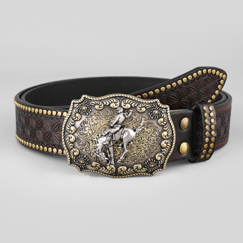 Amazon New Western Denim Belt Niuron Big Slab Trendy Retro Pánsky Punk PU Belt