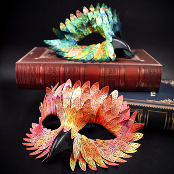 Трансгранична ексклузивна Хелоуин изящна маска за птичи клюн маскарадна карнавална черна полулицева бухал перце лице