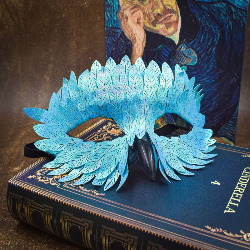 Трансгранична ексклузивна Хелоуин изящна маска за птичи клюн маскарадна карнавална черна полулицева бухал перце лице