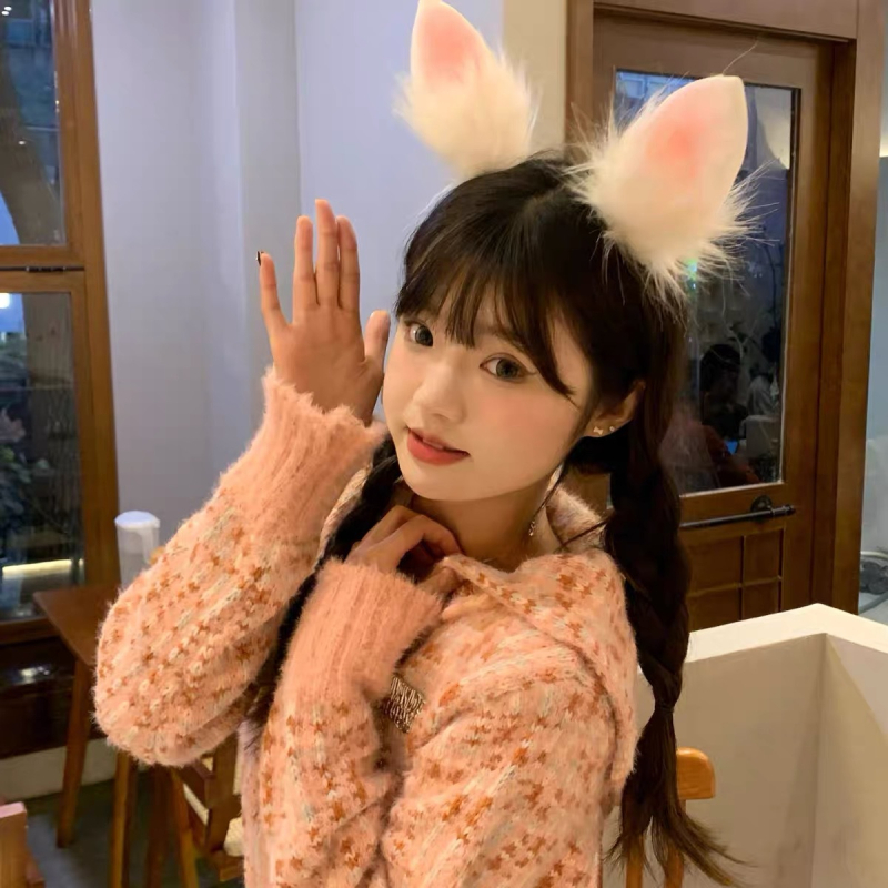 Triušio ausies segtuko mergaitėms skirti plaukų aksesuarai, mieli Helovino segtuko segtukai, žvėries ausys, interneto šventės galvos apdangalai, minkšti mergaitėms skirti plaukų aksesuarai