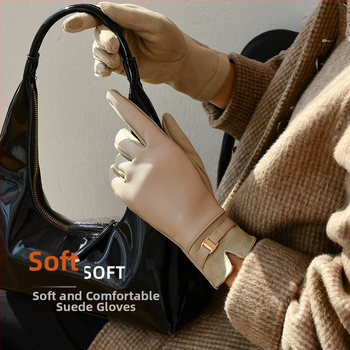 2024. aasta uued nahkkindad, naiste talvised soojad fliisvoodriga paksendatud puutetundliku ekraaniga talvised sõidukindad, ratsutamissõrmed