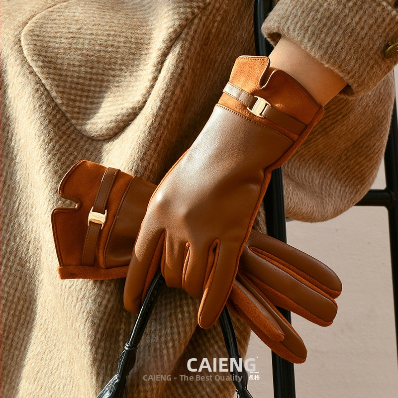 2024. aasta uued nahkkindad, naiste talvised soojad fliisvoodriga paksendatud puutetundliku ekraaniga talvised sõidukindad, ratsutamissõrmed