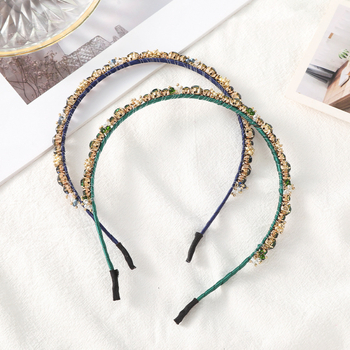 Νέο στυλ, ελαφριά, πολυτελής χειροποίητη κορδέλα μαλλιών με χάντρες, εξαιρετική, μπλε, βαθιά θάλασσα, στρας, υψηλής ποιότητας, γαλλικό στυλ, ρετρό κορδέλα για δεξιώσεις, αξεσουάρ μαλλιών