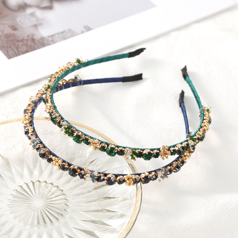 Novi stil, lagani luksuzni ručno izrađeni perlasti, izuzetni trak za kosu s dubokim plavim kristalima, vrhunski francuski stil, retro banquet traka za kosu, dodaci za kosu