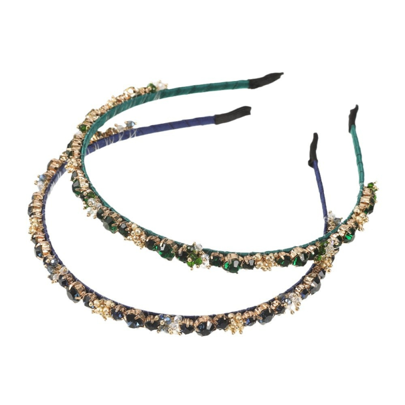 Novi stil, lagani luksuzni ručno izrađeni perlasti, izuzetni trak za kosu s dubokim plavim kristalima, vrhunski francuski stil, retro banquet traka za kosu, dodaci za kosu