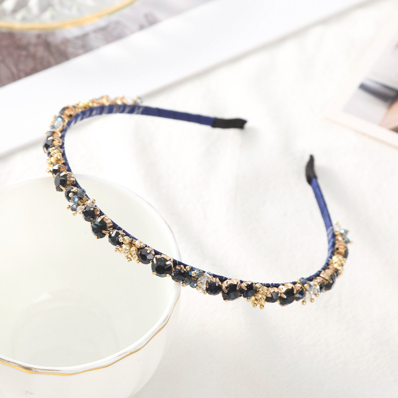 Novi stil, lagani luksuzni ručno izrađeni perlasti, izuzetni trak za kosu s dubokim plavim kristalima, vrhunski francuski stil, retro banquet traka za kosu, dodaci za kosu