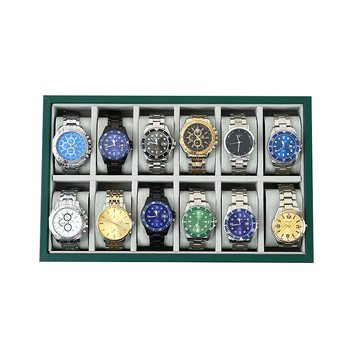 Κουτί αποθήκευσης ρολογιών σκούρο πράσινο δερμάτινο δίσκο ρολογιών χονδρικής βραχιόλι οθόνη ρολογιών βάση οθόνης