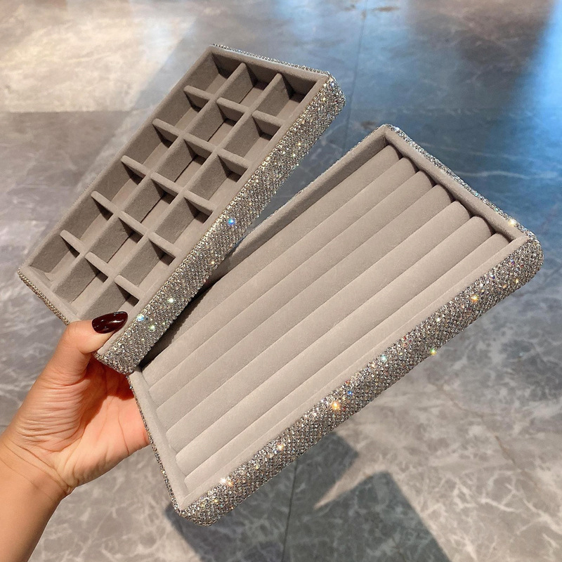 Didelės talpos skyriaus papuošalų apdailos dėžutė, lengva, prabangi papuošalų dėžutė, namų vitrina, auskarai, žiedai, karoliai, deimantų laikymo dėžutė