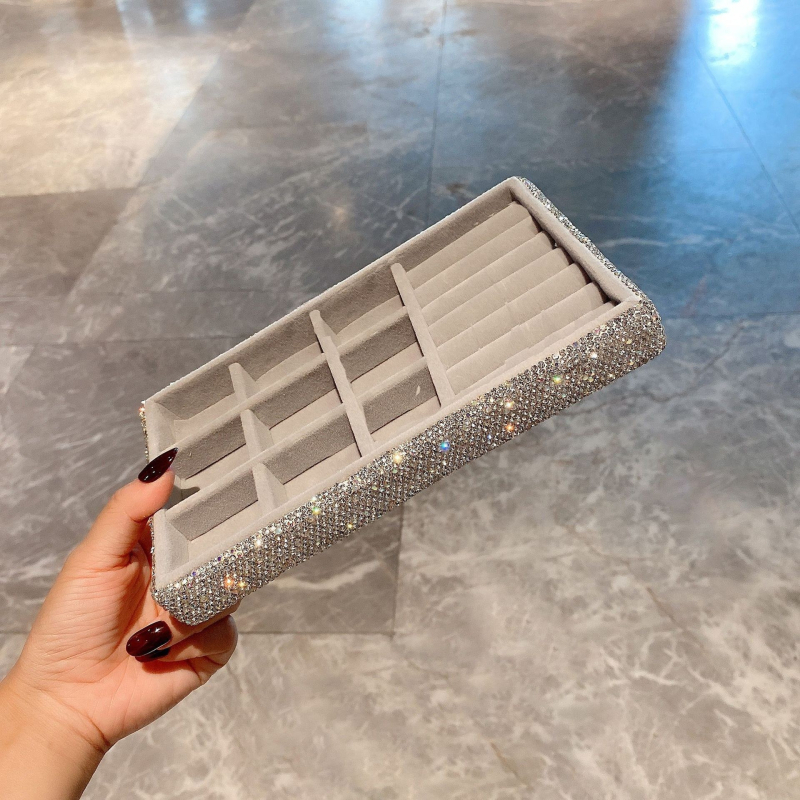 Didelės talpos skyriaus papuošalų apdailos dėžutė, lengva, prabangi papuošalų dėžutė, namų vitrina, auskarai, žiedai, karoliai, deimantų laikymo dėžutė