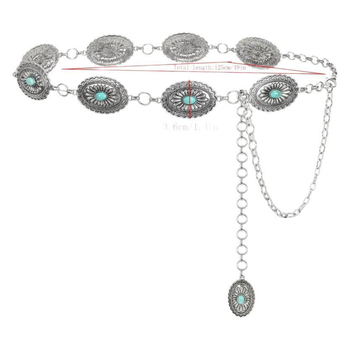 Amazon Cross-Border Δημοφιλής Αλυσίδα Μέσης Marquise Τυρκουάζ Ένθετο Εθνικό Στυλ Σκαλιστό Ρετρό Παντελόνι Ζώνη Διακοσμητική Ζώνη Μέσης